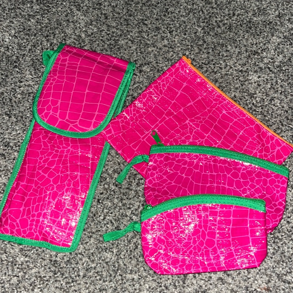 Lot of 4 Mixed bags toiletry bags and flat iron case
